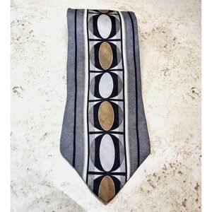 Conte di Milano Geometric Black/Brown/Gray Textured‎ Silk Pointed Tie USA